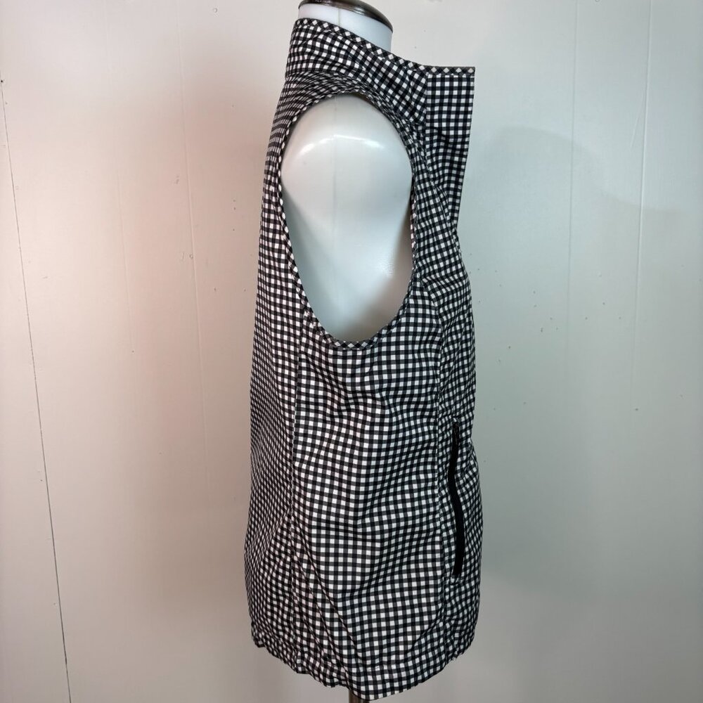 Talbots Vest SP Black White Gingham Plaid Full-Zip Pockets Terry Lined Women's - Picture 8 of 10